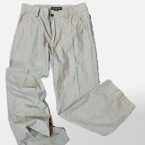 Banana Republic trouser pants micro ticking stripe navy nautical flat‎ front 32